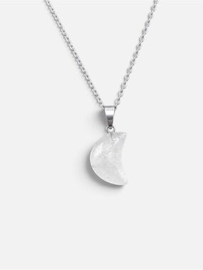 CLEAR QUARTZ MOON NECKLACE